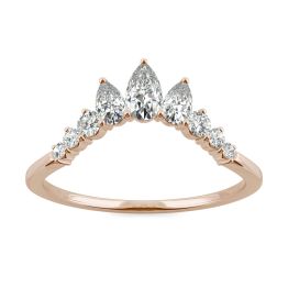 0.58 CTW DEW Pear Forever One Moissanite Curved with Pear Accents Ring 14K Rose Gold
