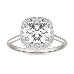 2.53 CTW DEW Cushion Forever One Moissanite Signature Halo Engagement Ring 14K White Gold