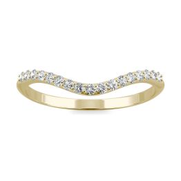 0.17 CTW DEW Round Forever One Moissanite Signature Curved Band Ring 14K Yellow Gold