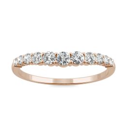 0.36 CTW DEW Round Forever One Moissanite Petite Curved Graduated Wedding Ring 14K Rose Gold