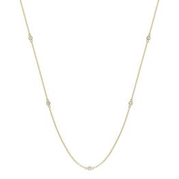 0.17 CTW DEW Round Forever One Moissanite Classic Station Necklace 14K Yellow Gold