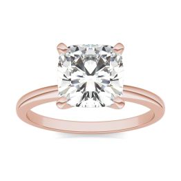 2.40 CTW DEW Cushion Forever One Moissanite Four Prong Solitaire Engagement Ring 14K Rose Gold