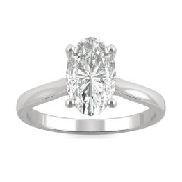 2.30 CTW DEW Elongated Oval Forever One Moissanite Solitaire Engagement Ring 14K White Gold