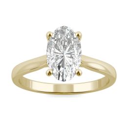 2.30 CTW DEW Elongated Oval Forever One Moissanite Solitaire Engagement Ring 14K Yellow Gold