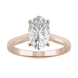 2.30 CTW DEW Elongated Oval Forever One Moissanite Solitaire Engagement Ring 14K Rose Gold