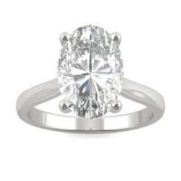4.39 CTW DEW Elongated Oval Forever One Moissanite Solitaire Engagement Ring 14K White Gold