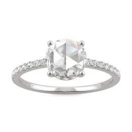0.81 CTW DEW Round Forever One Moissanite Solitaire with Hidden Halo Engagement Ring 14K White Gold