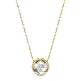 0.61 CTW DEW Round Forever One Moissanite Necklace with Hidden Halo Necklace 14K Yellow Gold