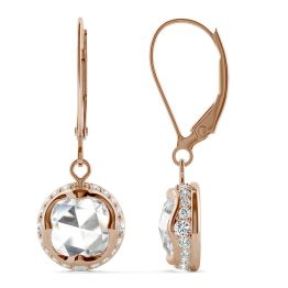 1.25 CTW DEW Round Forever One Moissanite Drop with Hidden Halo Earrings 14K Rose Gold