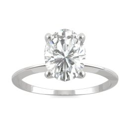 2.10 CTW DEW Oval Forever One Moissanite Classic Solitaire Ring 14K White Gold