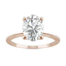 2.10 CTW DEW Oval Forever One Moissanite Classic Solitaire Ring 14K Rose Gold