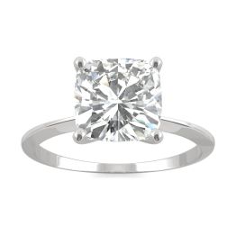 2.28 CTW DEW Cushion Forever One Moissanite Classic Solitaire Ring 14K White Gold