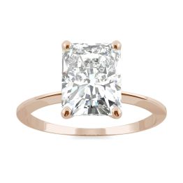 2.70 CTW DEW Radiant Forever One Moissanite Classic Solitaire Ring 14K Rose Gold