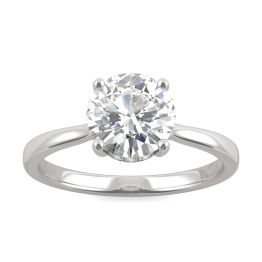 1.68 CTW DEW Round Forever One Moissanite Hidden Halo Cathedral Solitaire Ring 14K White Gold