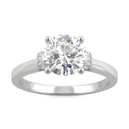 1.69 CTW DEW Round Forever One Moissanite Hidden Solitaire with Side Accents Ring 14K White Gold
