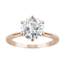 1.92 CTW DEW Round Forever One Moissanite Six Prong Solitaire Ring 14K Rose Gold