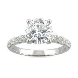 2.13 CTW DEW Round Forever One Moissanite Pave Engagement Ring 14K White Gold