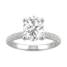 2.31 CTW DEW Oval Forever One Moissanite Micro Pave Ring 14K White Gold