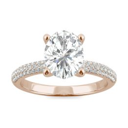 2.31 CTW DEW Oval Forever One Moissanite Micro Pave Ring 14K Rose Gold