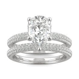 2.54 CTW DEW Pear Forever One Moissanite Micro Pave Ring 14K White Gold