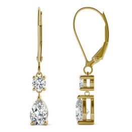 1.06 CTW DEW Pear Forever One Moissanite Drop Earrings 14K Yellow Gold