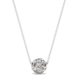 0.05 CTW DEW Round Forever One Moissanite Brilliant Player Large Soccer Necklace 14K White Gold
