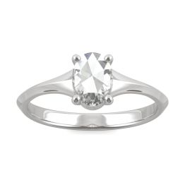 0.54 CTW DEW Oval Forever One Moissanite Solitaire Ring 14K White Gold, SIZE 7.0