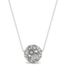0.10 CTW DEW Round Forever One Moissanite Brilliant Player Small Soccer Necklace 925 White Silver