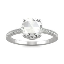 1.54 CTW DEW Round Forever One Moissanite Engagement with Hidden Accents Ring 14K White Gold