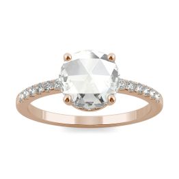 1.54 CTW DEW Round Forever One Moissanite Engagement with Hidden Accents Ring 14K Rose Gold
