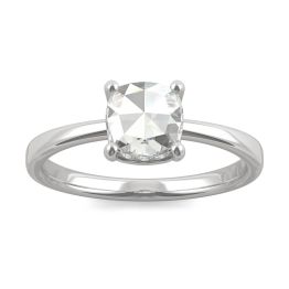 0.67 CTW DEW Cushion Forever One Moissanite Solitaire with Hidden Accents Ring 14K White Gold, SIZE 7.0