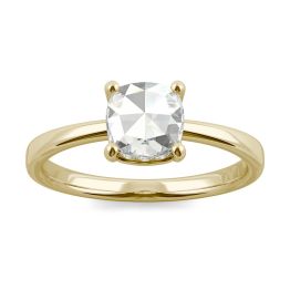 0.67 CTW DEW Cushion Forever One Moissanite Solitaire with Hidden Accents Ring 14K Yellow Gold, SIZE 7.0
