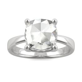 2.11 CTW DEW Cushion Forever One Moissanite Solitaire with Hidden Accents Ring 14K White Gold, SIZE 7.0