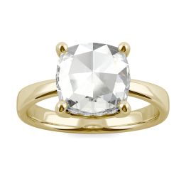 2.11 CTW DEW Cushion Forever One Moissanite Solitaire with Hidden Accents Ring 14K Yellow Gold, SIZE 7.0