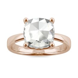 2.11 CTW DEW Cushion Forever One Moissanite Solitaire with Hidden Accents Ring 14K Rose Gold, SIZE 7.0