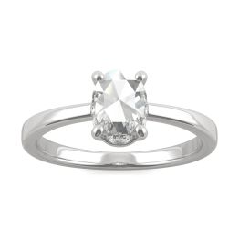 0.62 CTW DEW Oval Forever One Moissanite Solitaire with Hidden Accents Ring 14K White Gold, SIZE 7.0