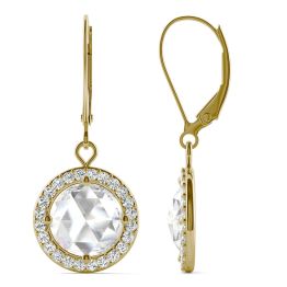 2.78 CTW DEW Round Forever One Moissanite Halo Drop Earrings 14K Yellow Gold