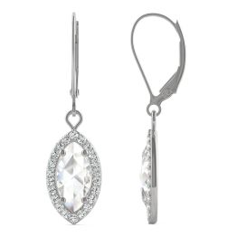 1.50 CTW DEW Marquise Forever One Moissanite Halo Drop Earrings 14K White Gold