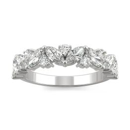 1.31 CTW DEW Marquise Forever One Moissanite Accented Anniversary Band Ring 14K White Gold