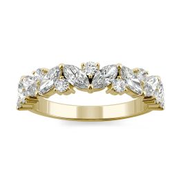 1.31 CTW DEW Marquise Forever One Moissanite Accented Anniversary Band Ring 14K Yellow Gold
