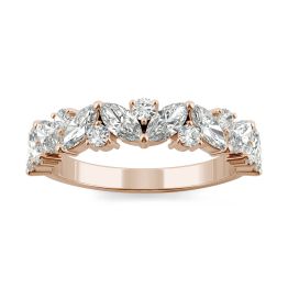 1.31 CTW DEW Marquise Forever One Moissanite Accented Anniversary Band Ring 14K Rose Gold