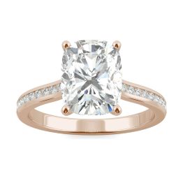 2.48 CTW DEW Elongated Cushion Forever One Moissanite Elongated Cushion Channel Set Engagement Ring 14K Rose Gold