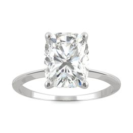 2.30 CTW DEW Elongated Cushion Forever One Moissanite Elongated Cushion Classic Solitaire Engagement Ring 14K White Gold