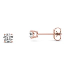 1/2 CTW Round Caydia Lab Grown Diamond Four Prong Solitaire Stud Earrings 18K Rose Gold