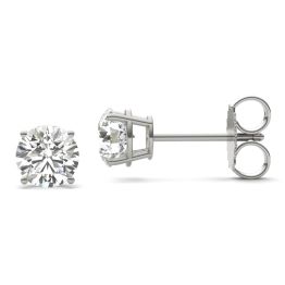 1 1/2 CTW Round Caydia Lab Grown Diamond Four Prong Solitaire Stud Earrings Platinum Stone Color E