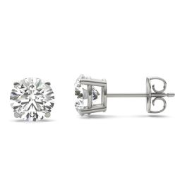 2 CTW Round Caydia Lab Grown Diamond Four Prong Solitaire Stud Earrings Platinum Stone Color E