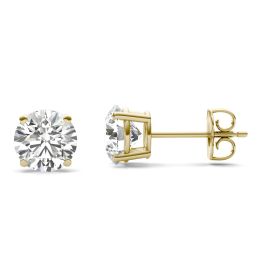2 CTW Round Caydia Lab Grown Diamond Four Prong Solitaire Stud Earrings 18K Yellow Gold Stone Color E