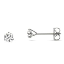 1/2 CTW Round Caydia Lab Grown Diamond Three Prong Martini Solitaire Stud Earrings 14K White Gold Stone Color F