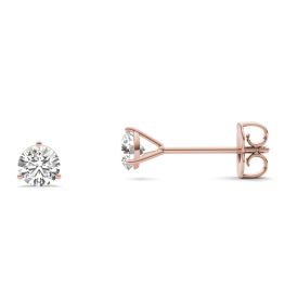 1/2 CTW Round Caydia Lab Grown Diamond Three Prong Martini Solitaire Stud Earrings 14K Rose Gold