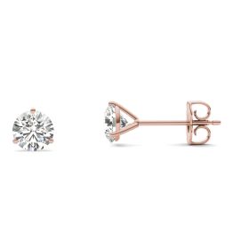 1 CTW Round Caydia Lab Grown Diamond Three Prong Martini Solitaire Stud Earrings 18K Rose Gold